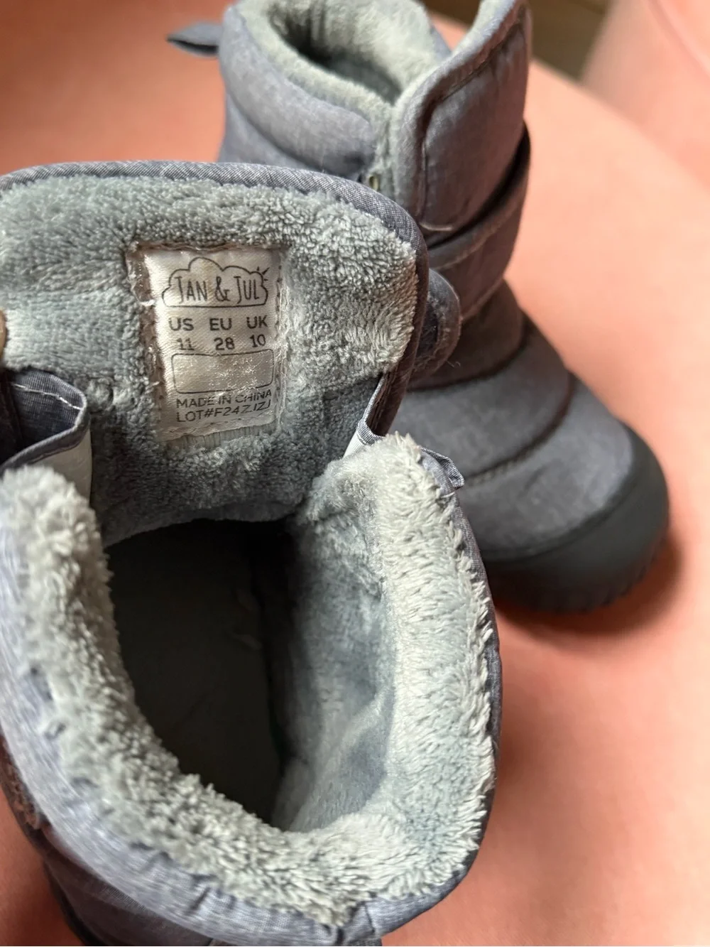 Jan & Jul Gray Winter Booties with Velcro strap | 11